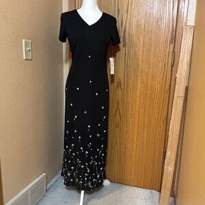 Liz Claiborne First 1 Issue Maxi Dress NWT Size P Black W/white Flowers